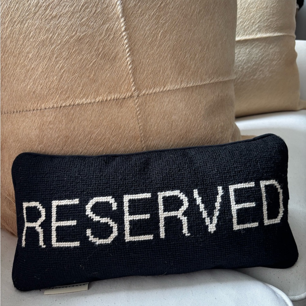 Black 'Reserved' Accent Pillow